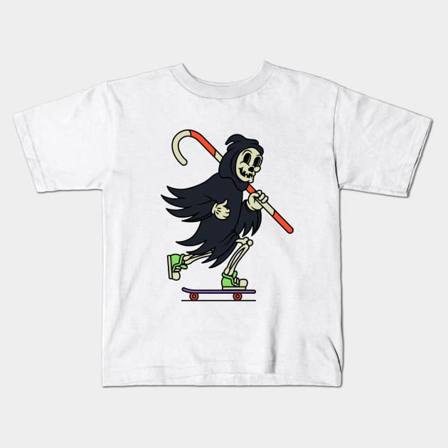 Skater Reaper Kids T-Shirt by The Isian